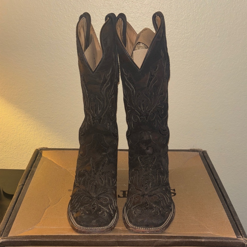 Stetson Black Laser Cut western Boots